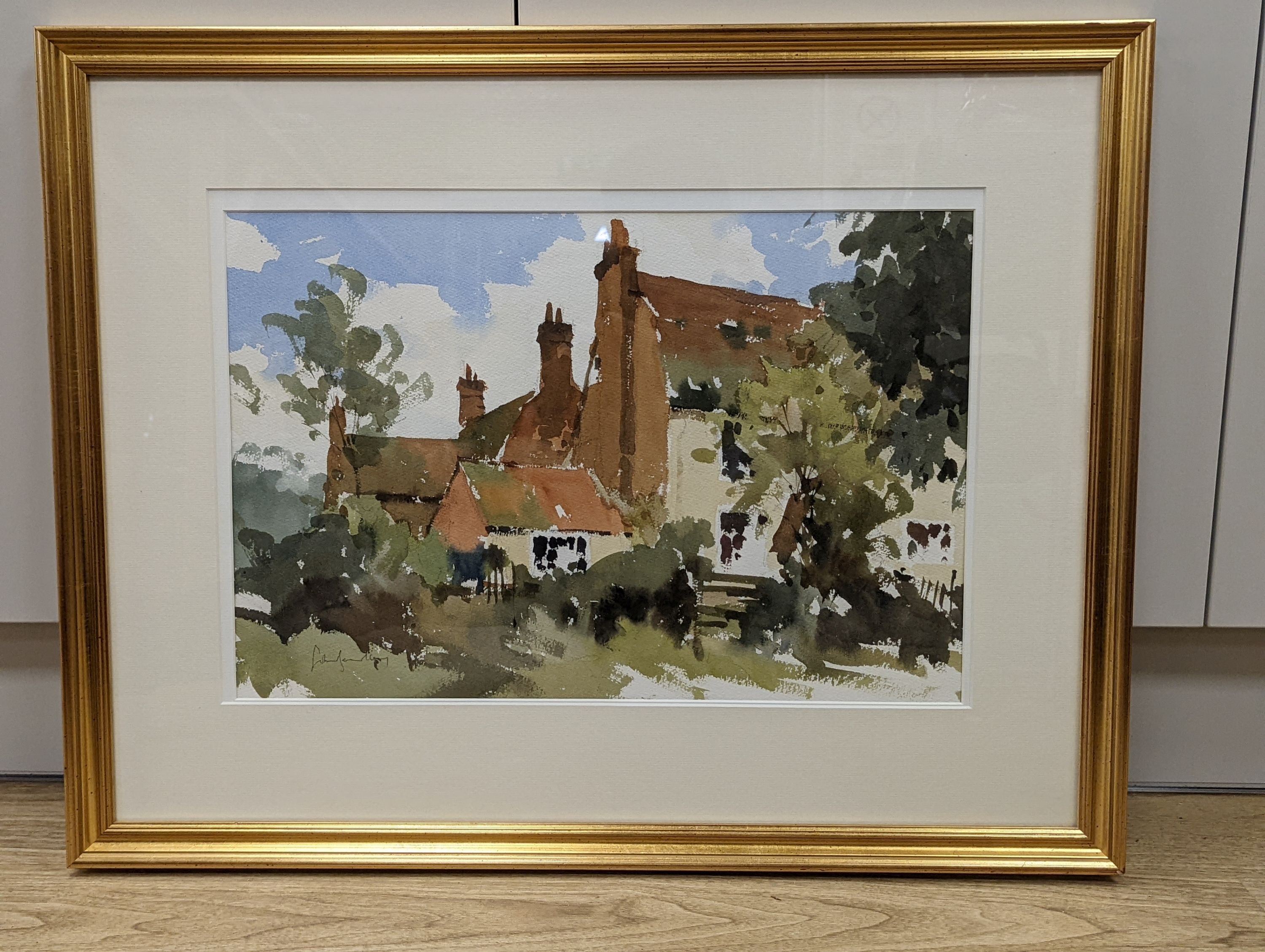 John Yardley (b.1933), watercolour, House and trees, signed, 34 x 51cm